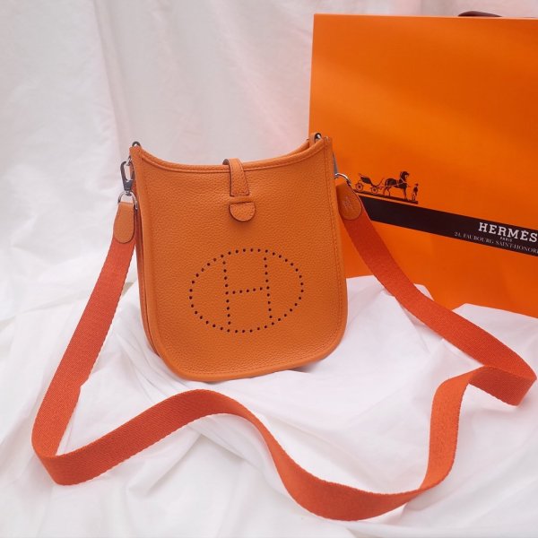 Hermes väskor Replica Mini Evelyne Orange AAA Kopior Påsar Bästa