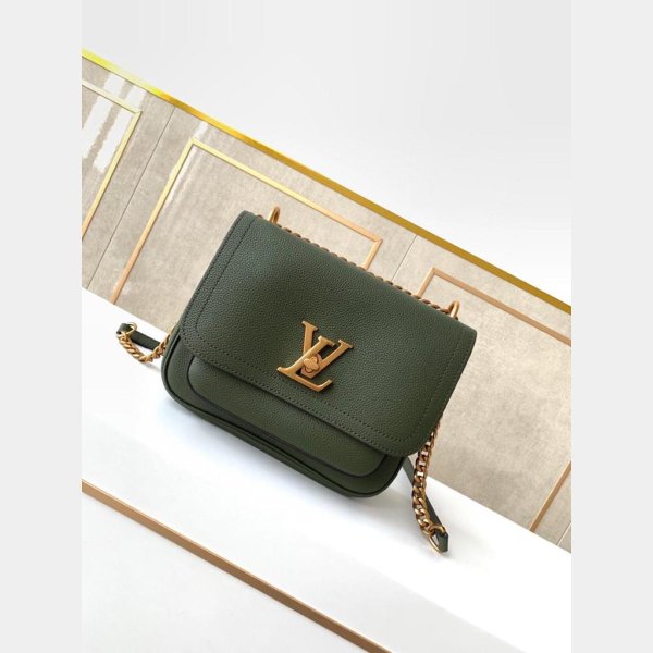 Replica Louis Vuitton Lockme Chain PM Bag In Griege Leather M57072